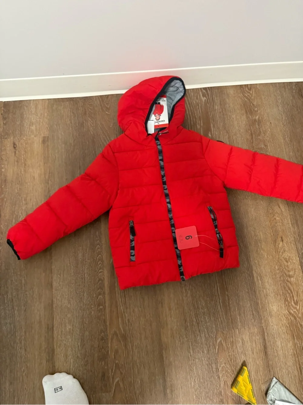 Kids Hooded Puffer Jacket - Red